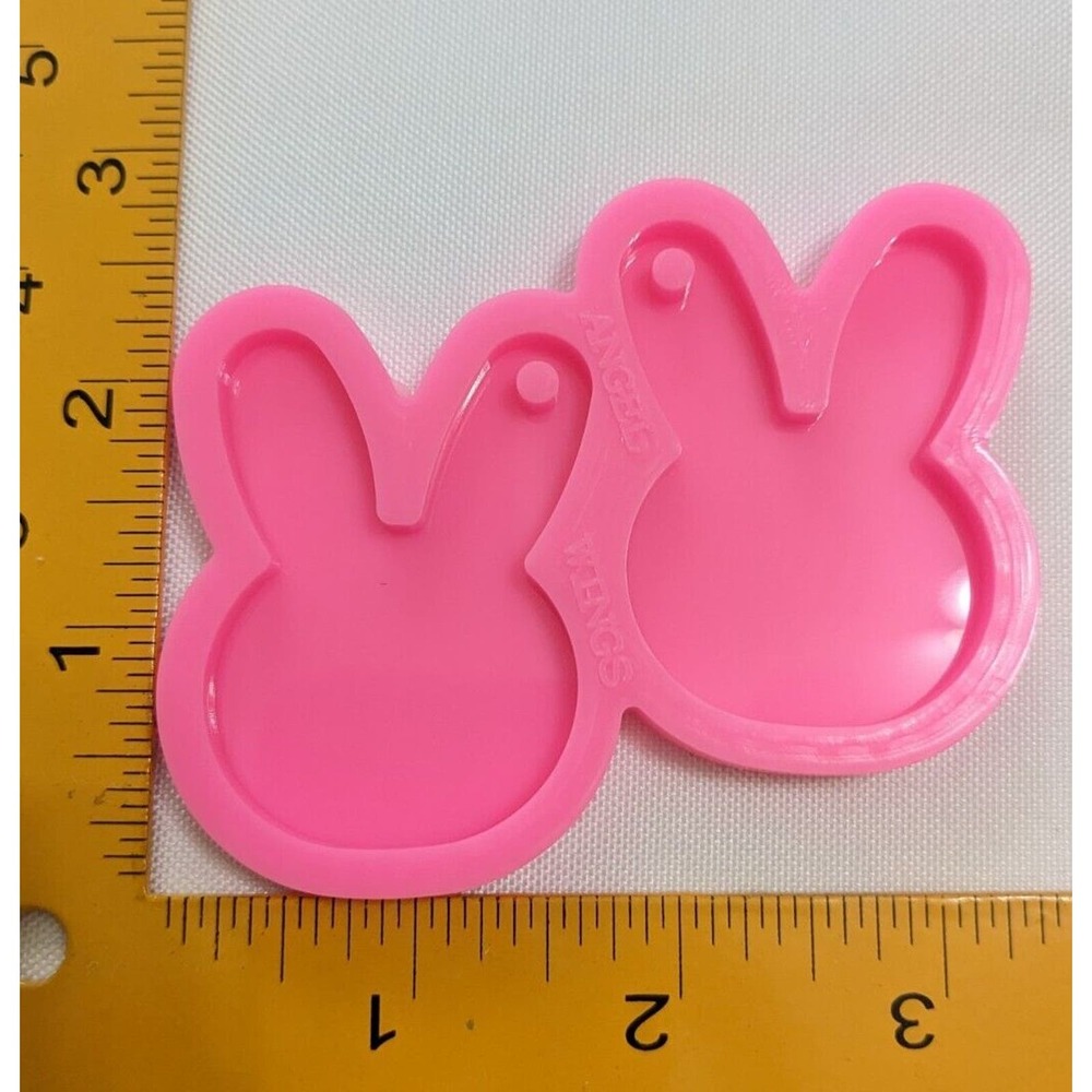 Cute Bunny Rabbit Head Keychain Keyring Key Chain Ring Earrings Silicone Mold